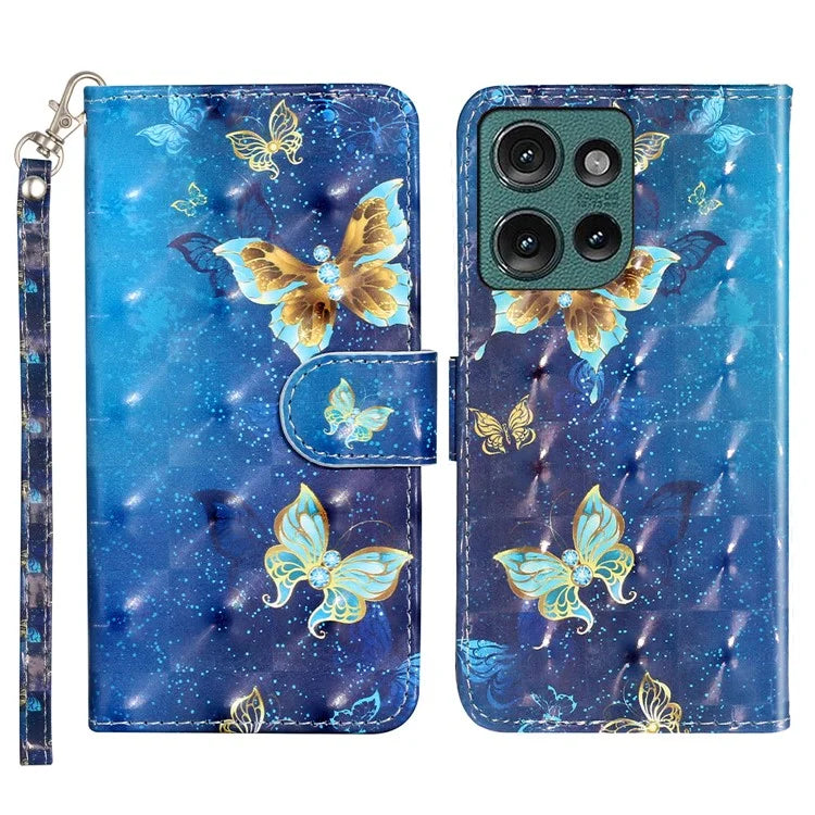 For Motorola Edge 50 5G Case 3D Pattern Printed Phone Leather Phone Cover