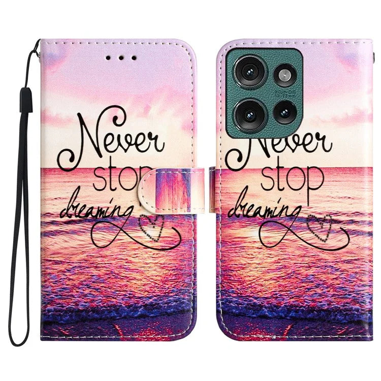 For Motorola Edge 50 5G Wallet Case Printed Pattern Design Leather Phone Cover