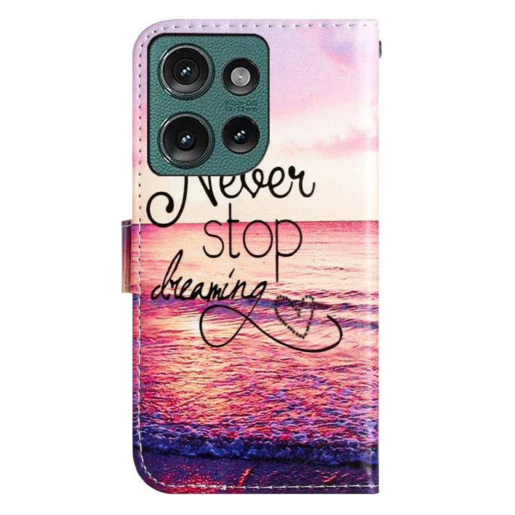 For Motorola Edge 50 5G Wallet Case Printed Pattern Design Leather Phone Cover