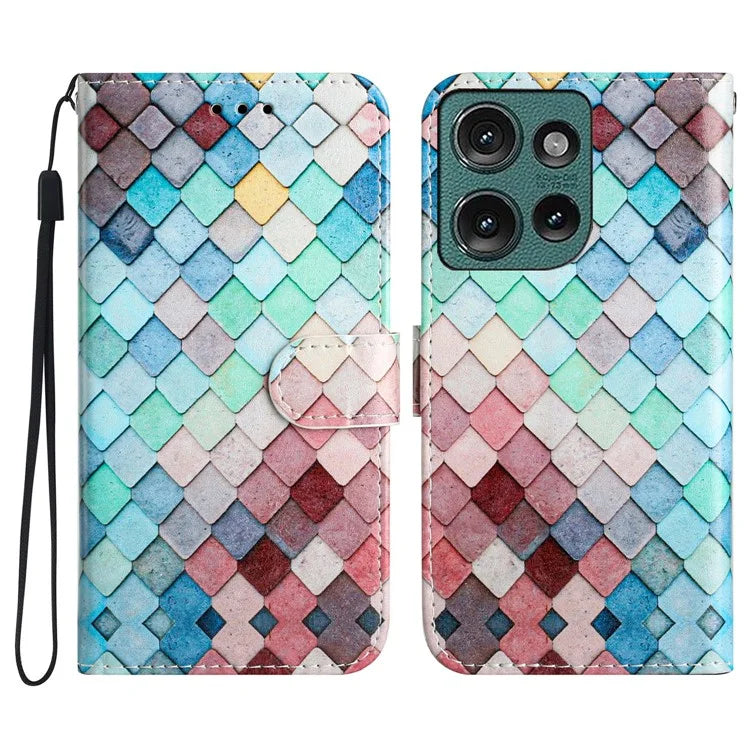 For Motorola Edge 50 5G Wallet Case Printed Pattern Design Leather Phone Cover