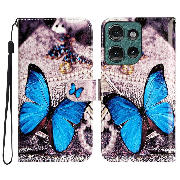 For Motorola Edge 50 5G Wallet Case Printed Pattern Design Leather Phone Cover