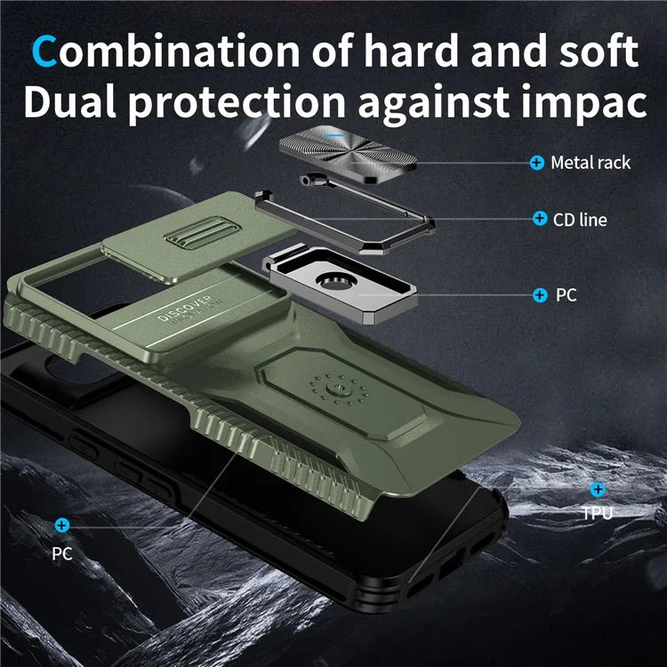 For Google Pixel 8 Case Camshield Kickstand TPU+PC Anti-Slip Phone Cover