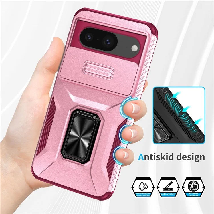 For Google Pixel 8 Case Camshield Kickstand TPU+PC Anti-Slip Phone Cover