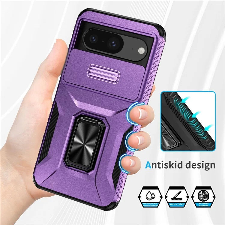 For Google Pixel 8 Case Camshield Kickstand TPU+PC Anti-Slip Phone Cover