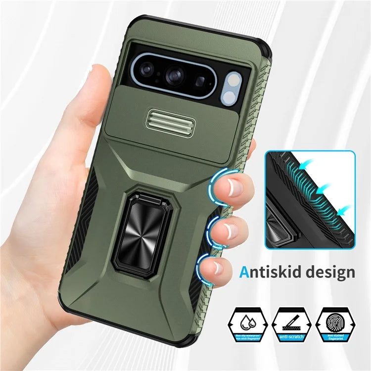 For Google Pixel 8 Pro Case Camshield Kickstand TPU+PC Anti-Slip Phone Cover