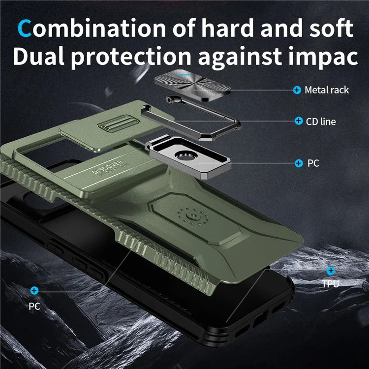 For Google Pixel 8 Pro Case Camshield Kickstand TPU+PC Anti-Slip Phone Cover