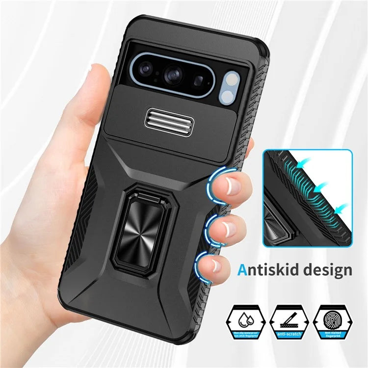 For Google Pixel 8 Pro Case Camshield Kickstand TPU+PC Anti-Slip Phone Cover
