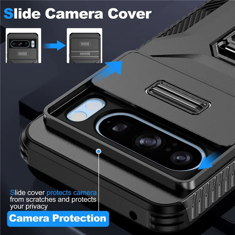 For Google Pixel 8 Pro Case Camshield Kickstand TPU+PC Anti-Slip Phone Cover
