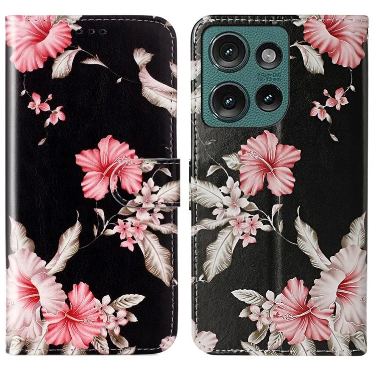 For Motorola Edge 50 5G Case Pattern PU Leather Flip Phone Cover