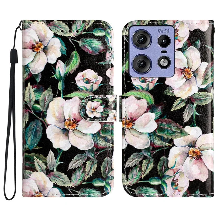 For Motorola Edge 50 Pro 5G Wallet Case Printed Pattern Design Leather Phone Cover