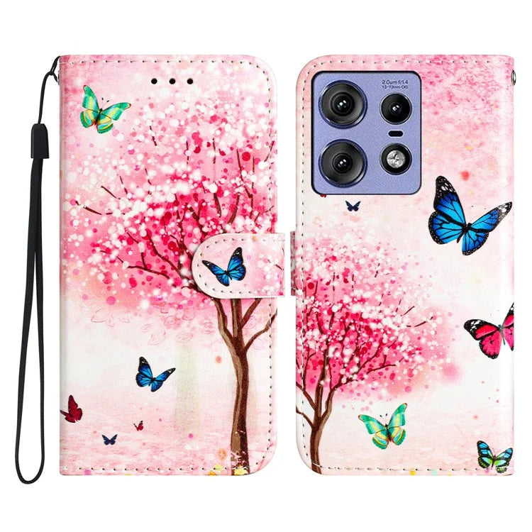 For Motorola Edge 50 Pro 5G Wallet Case Printed Pattern Design Leather Phone Cover
