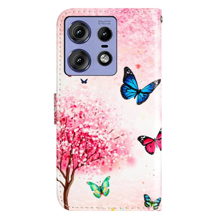 For Motorola Edge 50 Pro 5G Wallet Case Printed Pattern Design Leather Phone Cover