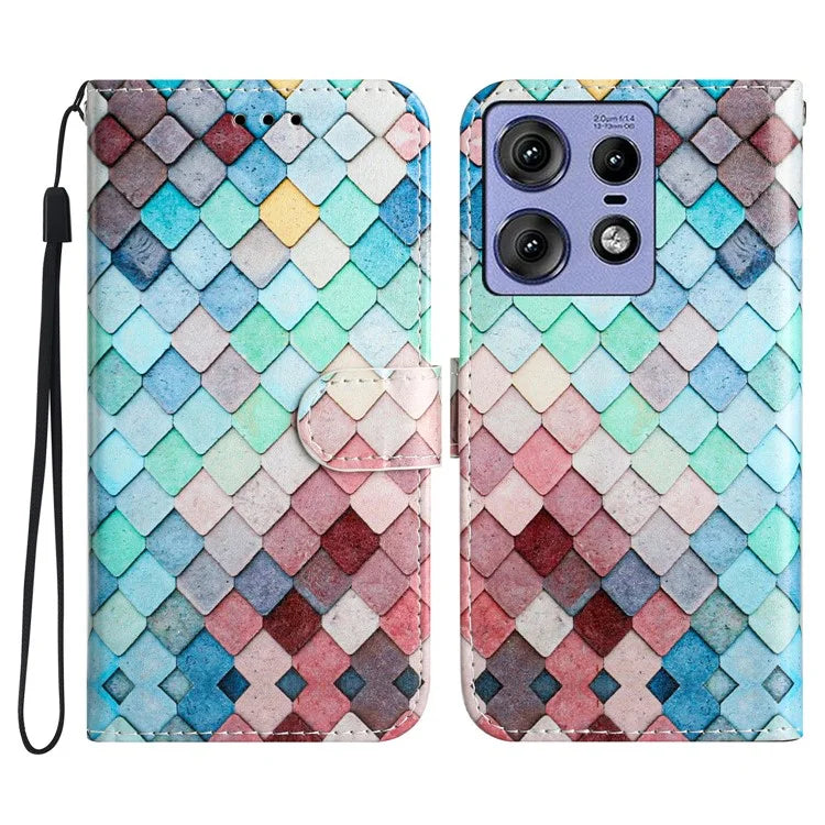 For Motorola Edge 50 Pro 5G Wallet Case Printed Pattern Design Leather Phone Cover