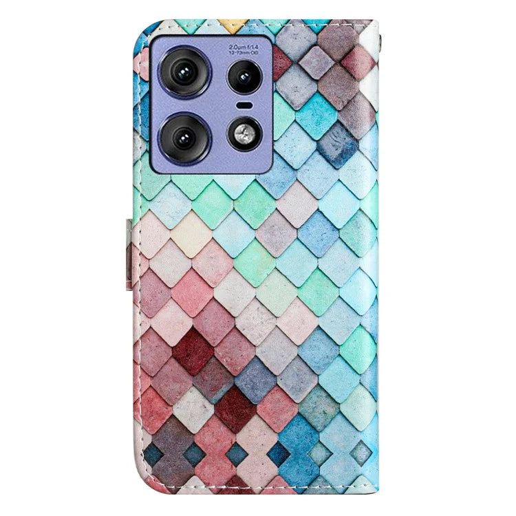 For Motorola Edge 50 Pro 5G Wallet Case Printed Pattern Design Leather Phone Cover