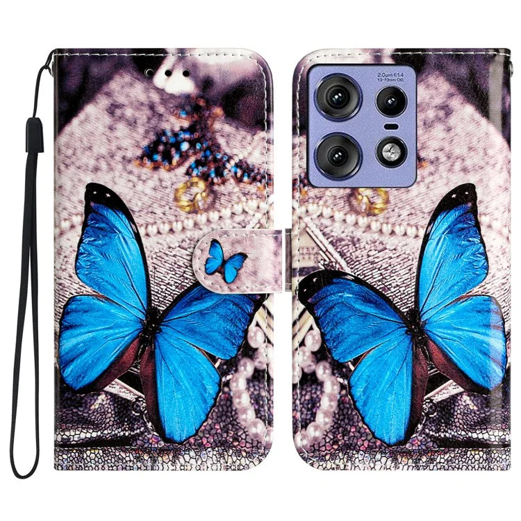 For Motorola Edge 50 Pro 5G Wallet Case Printed Pattern Design Leather Phone Cover