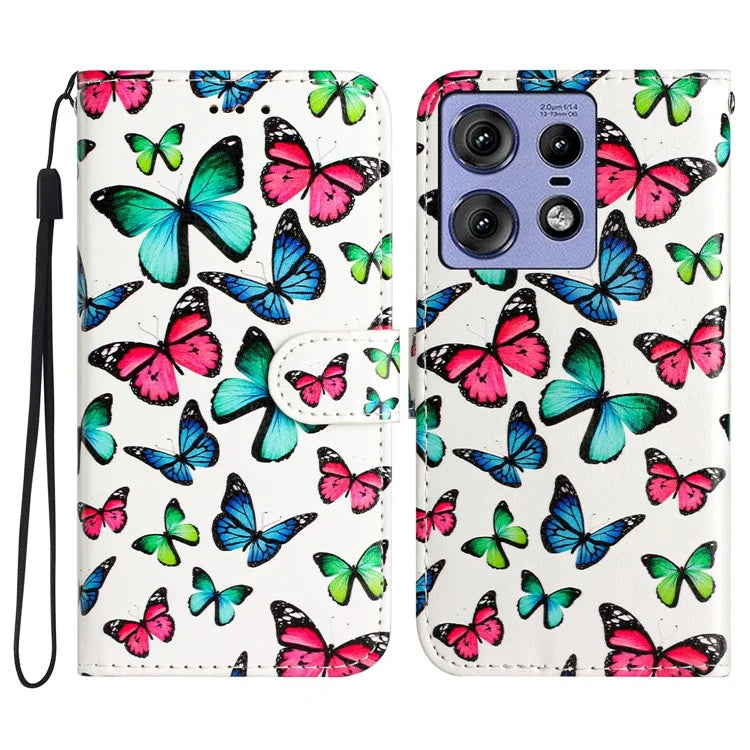 For Motorola Edge 50 Pro 5G Wallet Case Printed Pattern Design Leather Phone Cover