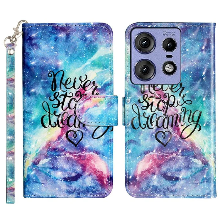 For Motorola Edge 50 Pro 5G Case 3D Pattern Printed Phone Leather Phone Cover