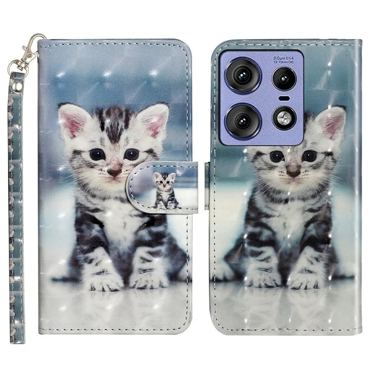 For Motorola Edge 50 Pro 5G Case 3D Pattern Printed Phone Leather Phone Cover