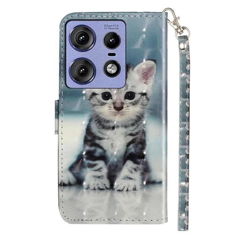 For Motorola Edge 50 Pro 5G Case 3D Pattern Printed Phone Leather Phone Cover