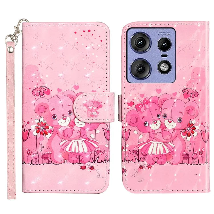 For Motorola Edge 50 Pro 5G Case 3D Pattern Printed Phone Leather Phone Cover