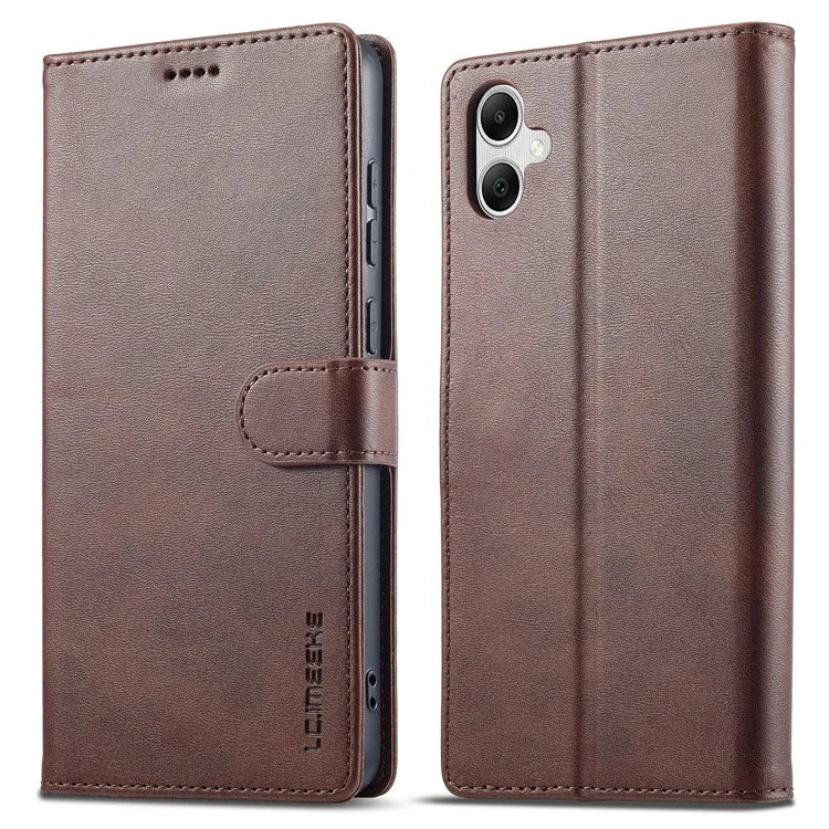 LC.IMEEKE For Samsung Galaxy A06 Case Calf Texture PU Leather Stand Wallet Phone Cover