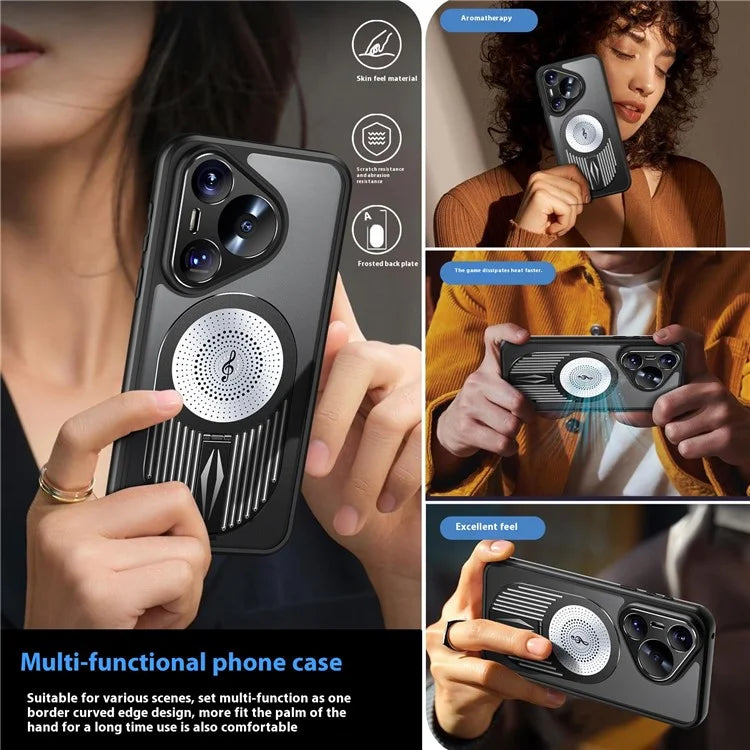 For Huawei Pura 70 Pro+ / Pura 70 Pro Case Compatible with MagSafe Heat Dissipation Aromatherapy Kickstand Silicone+PC Phone Cover