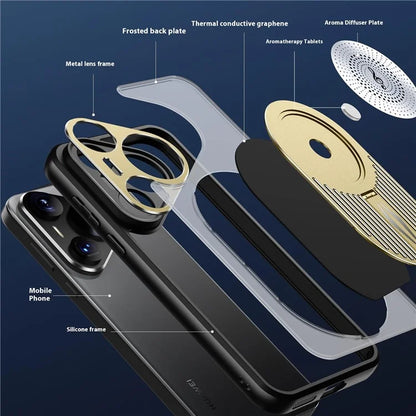 For Huawei Pura 70 Pro+ / Pura 70 Pro Case Compatible with MagSafe Heat Dissipation Aromatherapy Kickstand Silicone+PC Phone Cover