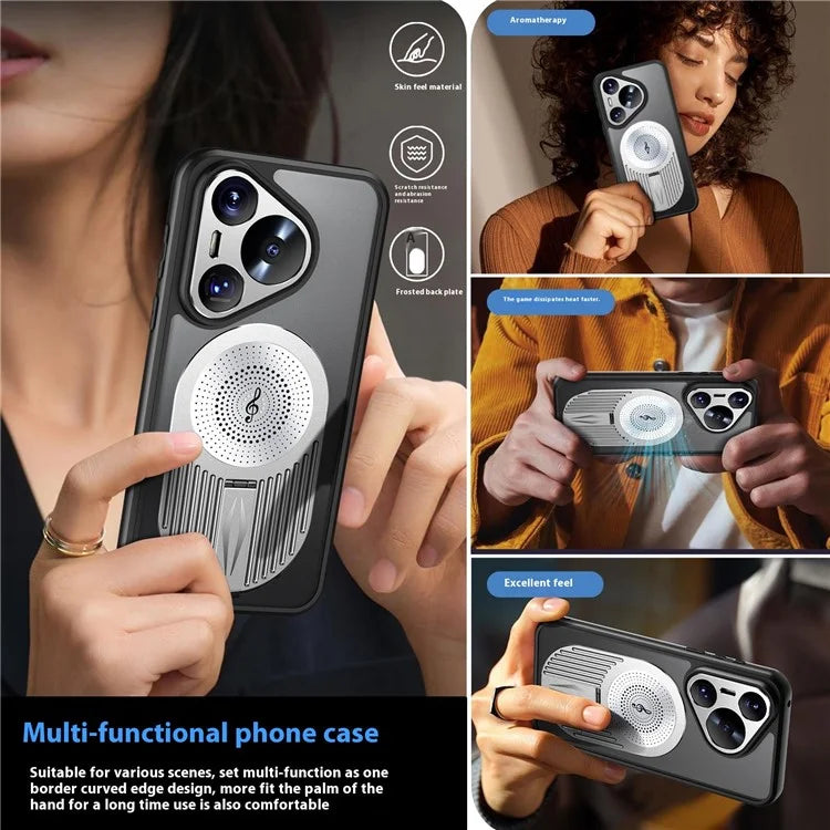 For Huawei Pura 70 Pro+ / Pura 70 Pro Case Compatible with MagSafe Heat Dissipation Aromatherapy Kickstand Silicone+PC Phone Cover