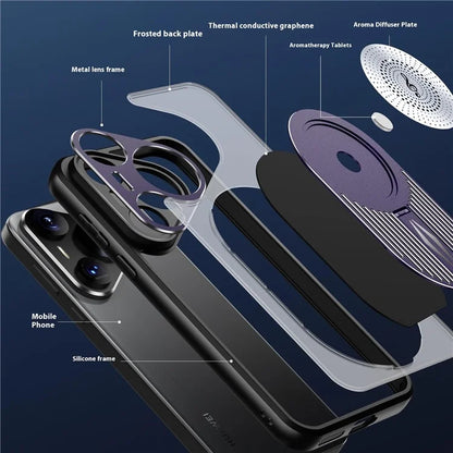 For Huawei Pura 70 Pro+ / Pura 70 Pro Case Compatible with MagSafe Heat Dissipation Aromatherapy Kickstand Silicone+PC Phone Cover
