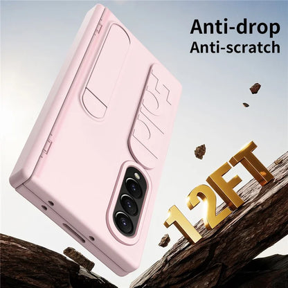 For Samsung Galaxy Z Fold3 5G Case Kickstand Wristband PC Phone Cover with Tempered Glass Film