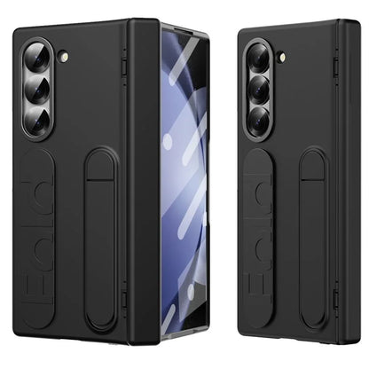 For Samsung Galaxy Z Fold5 5G Case Kickstand Wristband PC Phone Cover with Tempered Glass Film