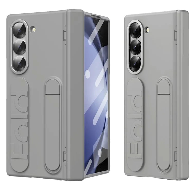 For Samsung Galaxy Z Fold5 5G Case Kickstand Wristband PC Phone Cover with Tempered Glass Film