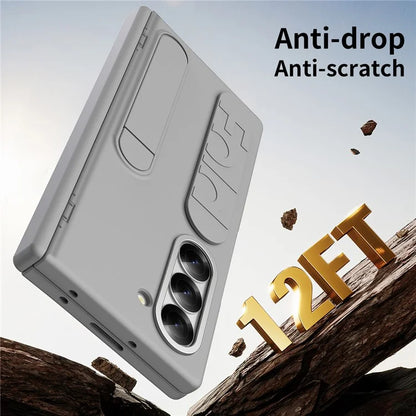 For Samsung Galaxy Z Fold5 5G Case Kickstand Wristband PC Phone Cover with Tempered Glass Film