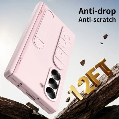 For Samsung Galaxy Z Fold5 5G Case Kickstand Wristband PC Phone Cover with Tempered Glass Film