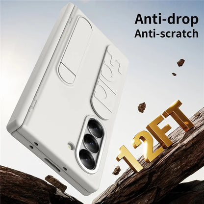 For Samsung Galaxy Z Fold5 5G Case Kickstand Wristband PC Phone Cover with Tempered Glass Film