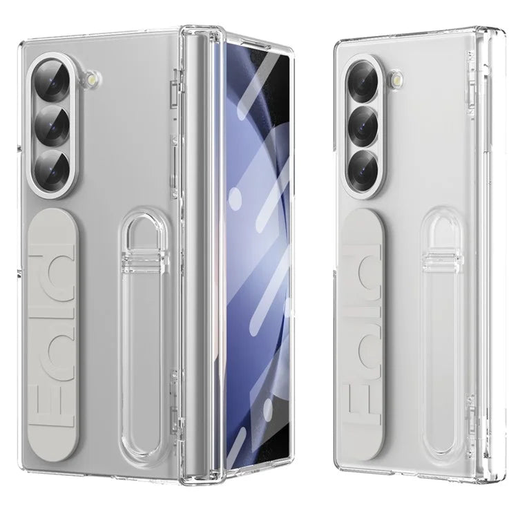 For Samsung Galaxy Z Fold5 5G Case Kickstand Wristband PC Phone Cover with Tempered Glass Film