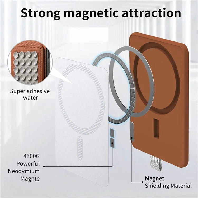 For iPhone 16 Pro Max Case Carbon Fiber Texture Leather Back Cover with Magnetic Detachable Suction Cup