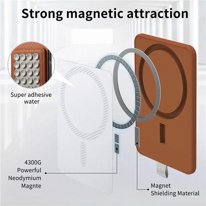 For iPhone 16 Pro Max Case Carbon Fiber Texture Leather Back Cover with Magnetic Detachable Suction Cup
