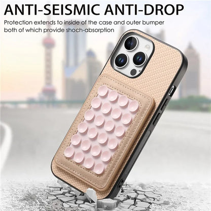 For iPhone 16 Pro Max Case Carbon Fiber Texture Leather Back Cover with Magnetic Detachable Suction Cup