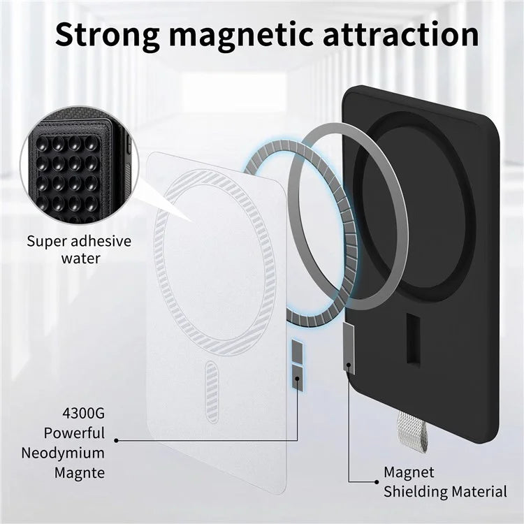 For iPhone 16 Pro Max Case Carbon Fiber Texture Leather Back Cover with Magnetic Detachable Suction Cup