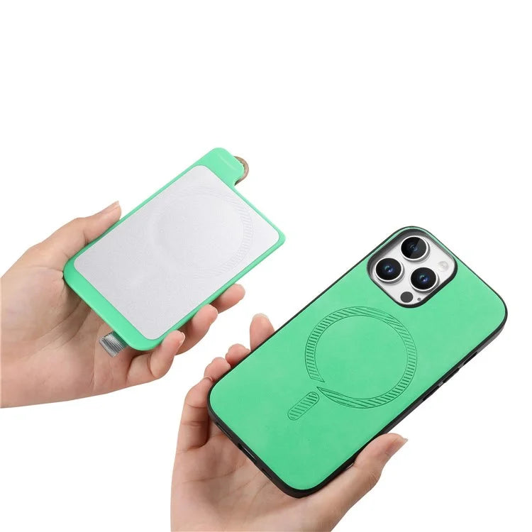 For iPhone 16 Pro Max Case Wristband Kickstand Leather+TPU Phone Cover Detachable Card Holder