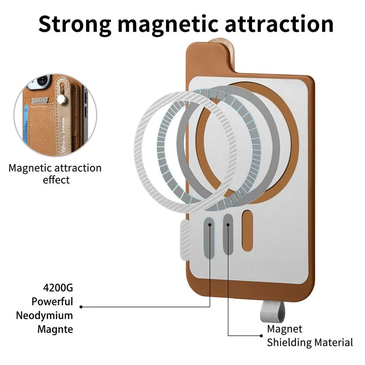 For iPhone 16 Pro Max Case Wristband Kickstand Leather+TPU Phone Cover Detachable Card Holder