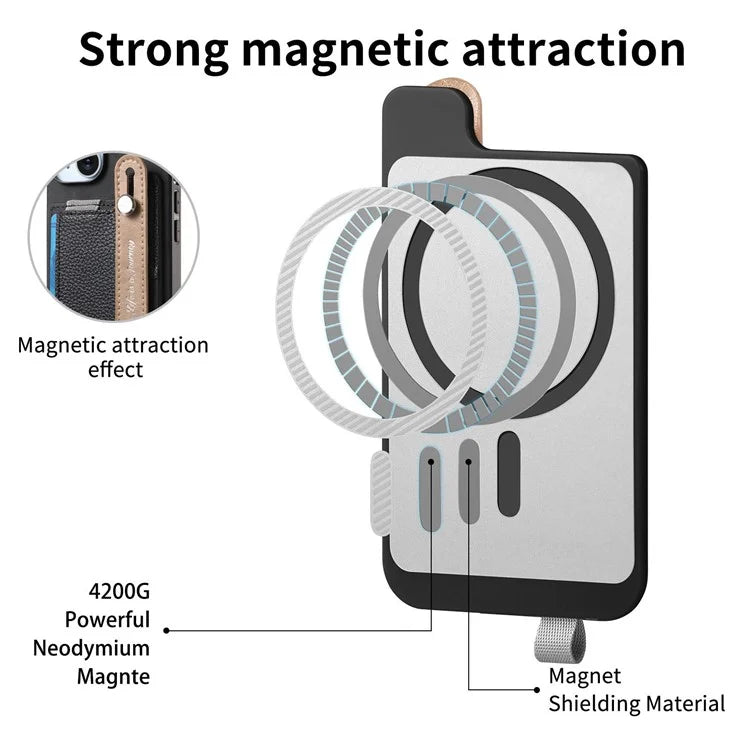 For iPhone 16 Pro Max Case Wristband Kickstand Leather+TPU Phone Cover Detachable Card Holder