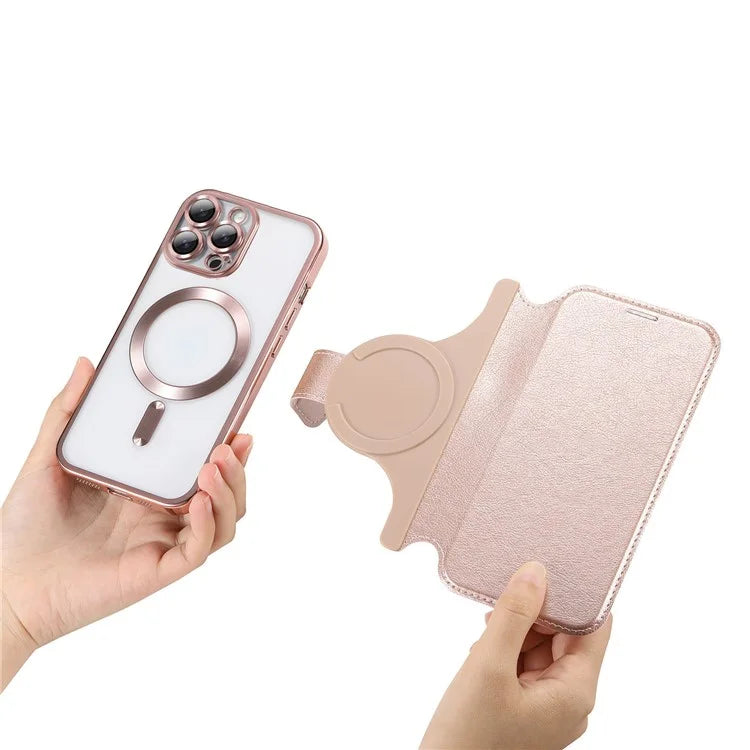 CASENEO For iPhone 16 Pro Max Case with Lens Film TPU Inner Shell Detachable Leather Phone Cover