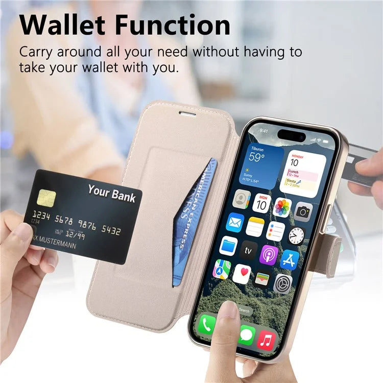 CASENEO For iPhone 16 Pro Max Case with Lens Film TPU Inner Shell Detachable Leather Phone Cover