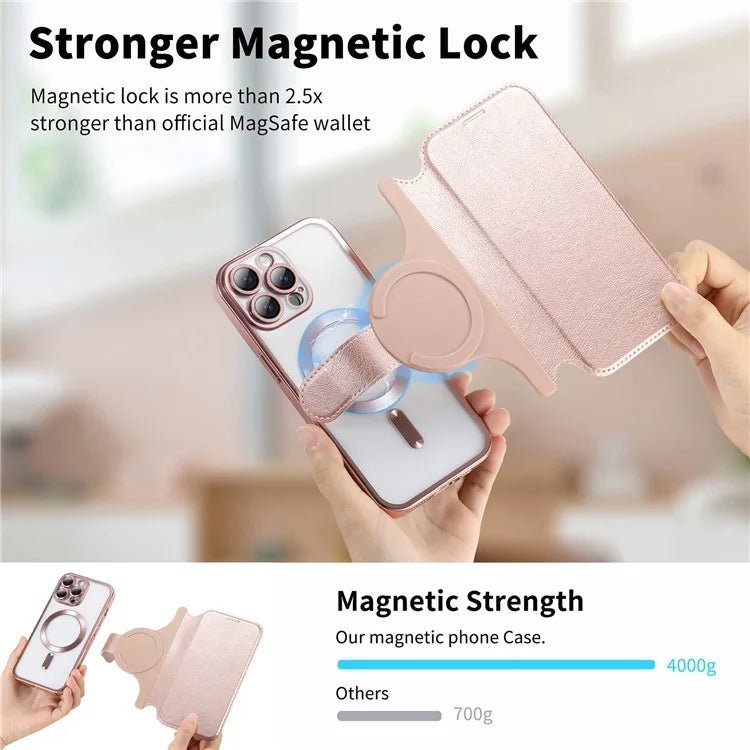 CASENEO For iPhone 16 Pro Max Case with Lens Film TPU Inner Shell Detachable Leather Phone Cover