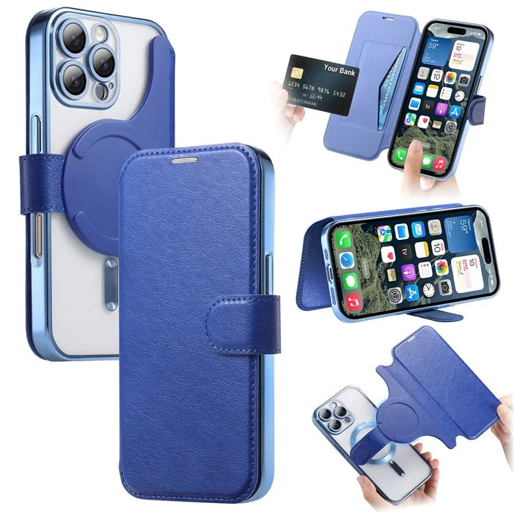 CASENEO For iPhone 16 Pro Max Case with Lens Film TPU Inner Shell Detachable Leather Phone Cover