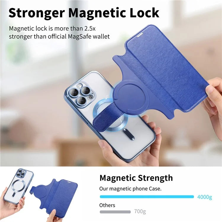 CASENEO For iPhone 16 Pro Max Case with Lens Film TPU Inner Shell Detachable Leather Phone Cover