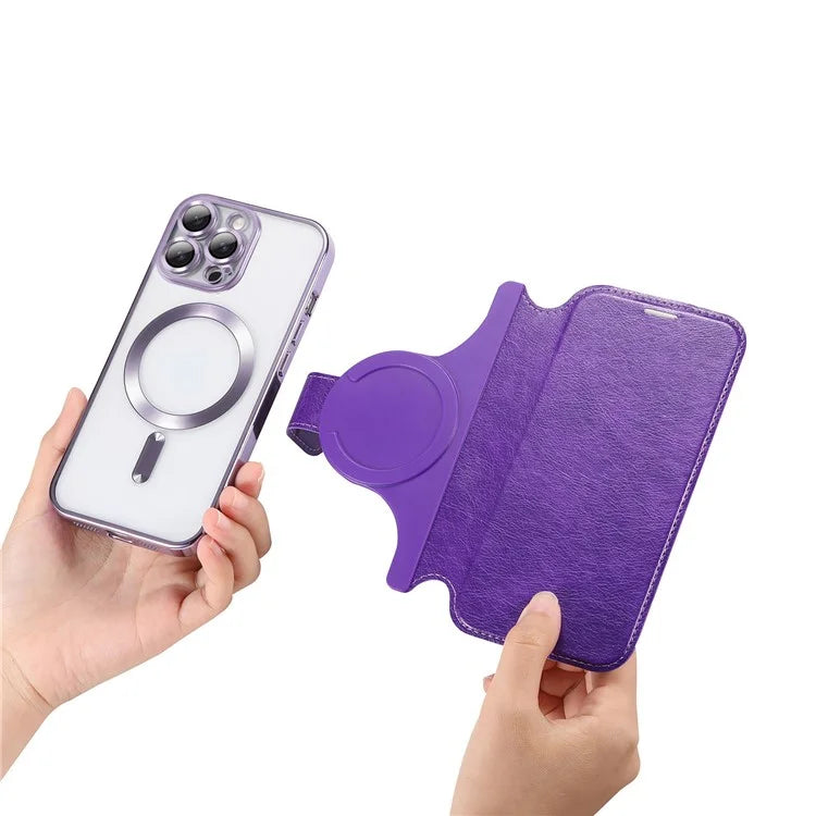 CASENEO For iPhone 16 Pro Max Case with Lens Film TPU Inner Shell Detachable Leather Phone Cover