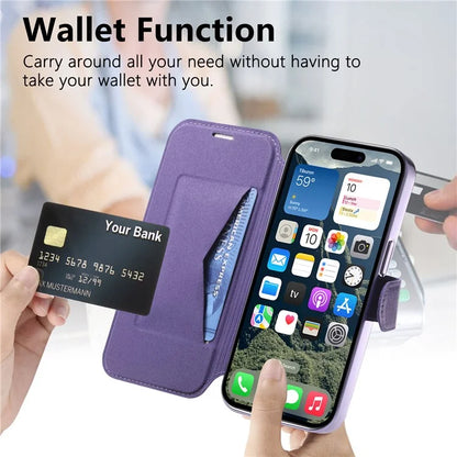 CASENEO For iPhone 16 Pro Max Case with Lens Film TPU Inner Shell Detachable Leather Phone Cover